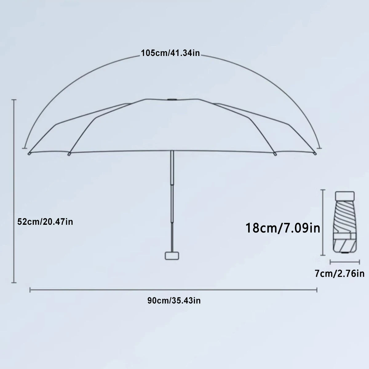 Compact 6-Rib Mini Folding Umbrella - Lightweight, Durable Aluminum Alloy Handle & Frame, Manual Open/Close, Stylish & Portable