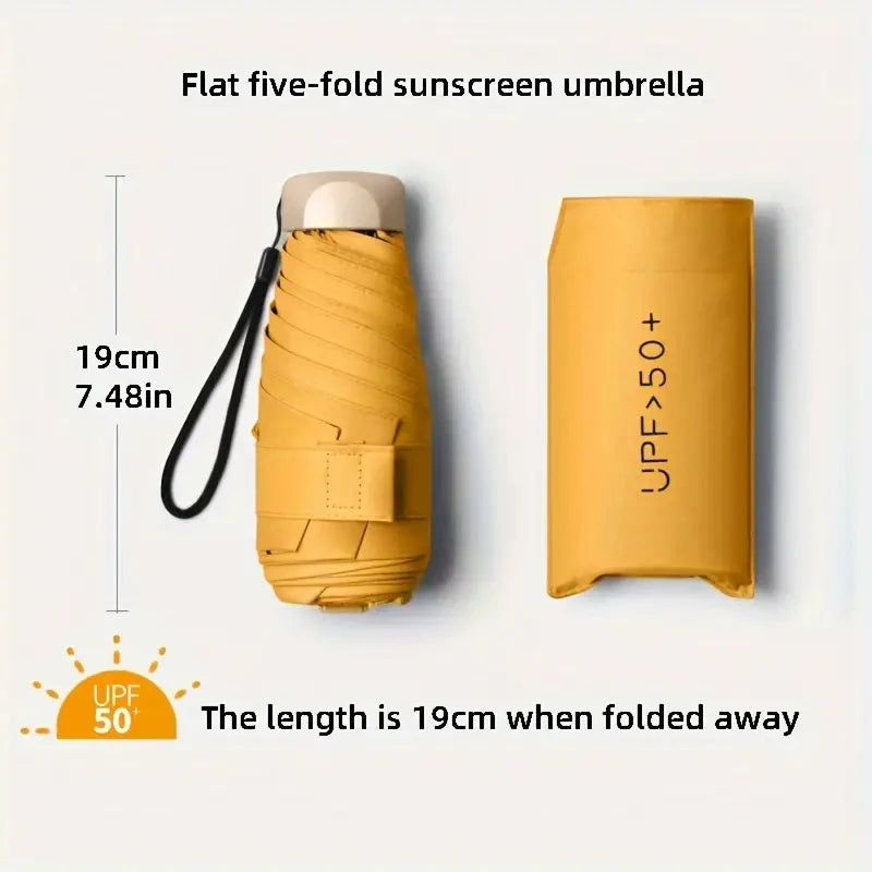 Compact 6-Rib Mini Folding Umbrella - Lightweight, Durable Aluminum Alloy Handle & Frame, Manual Open/Close, Stylish & Portable