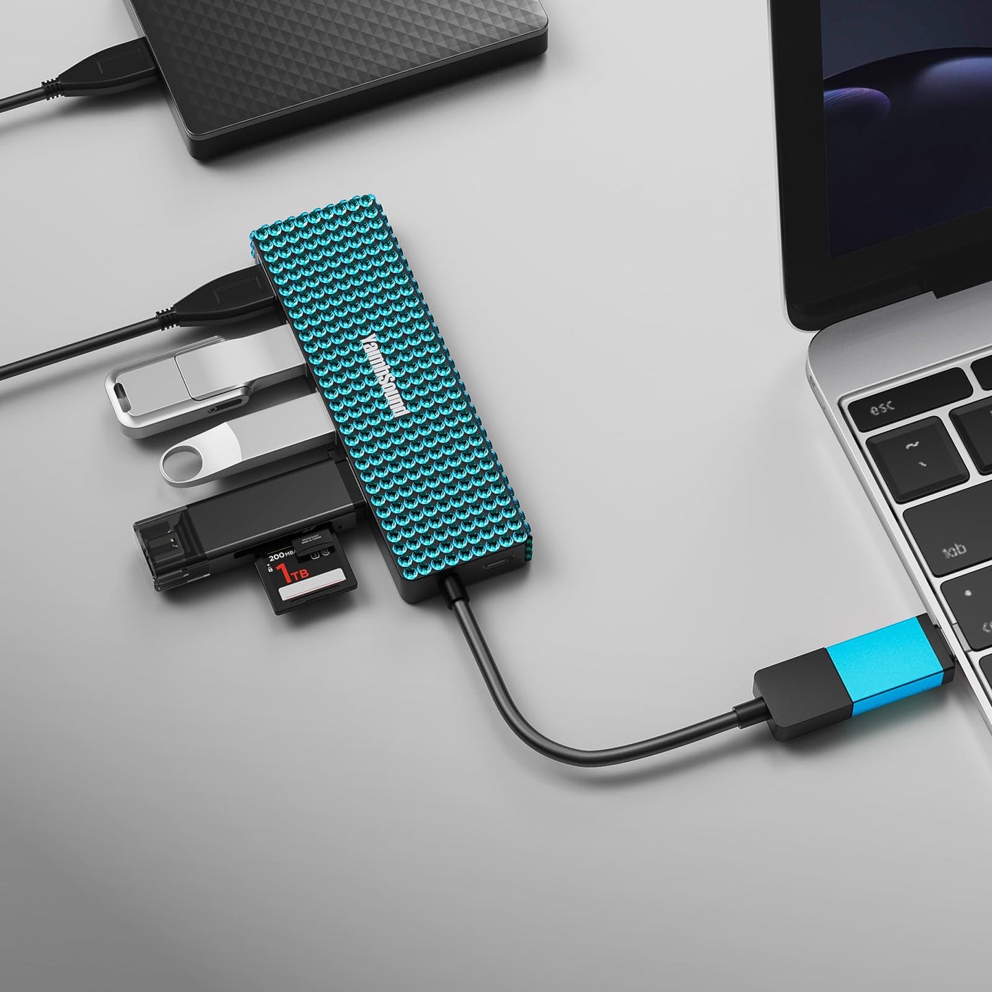 USB Splitter for Laptop, YaimhSound 4-Port USB Hub 3.0, Multiple USB Expander Adapter for Keyboard,Mouse, Dell,Asus,HP,MacBook,Surface, Acer,Ps4,Xbox,Flash Drive,SSD,Printer,Camera